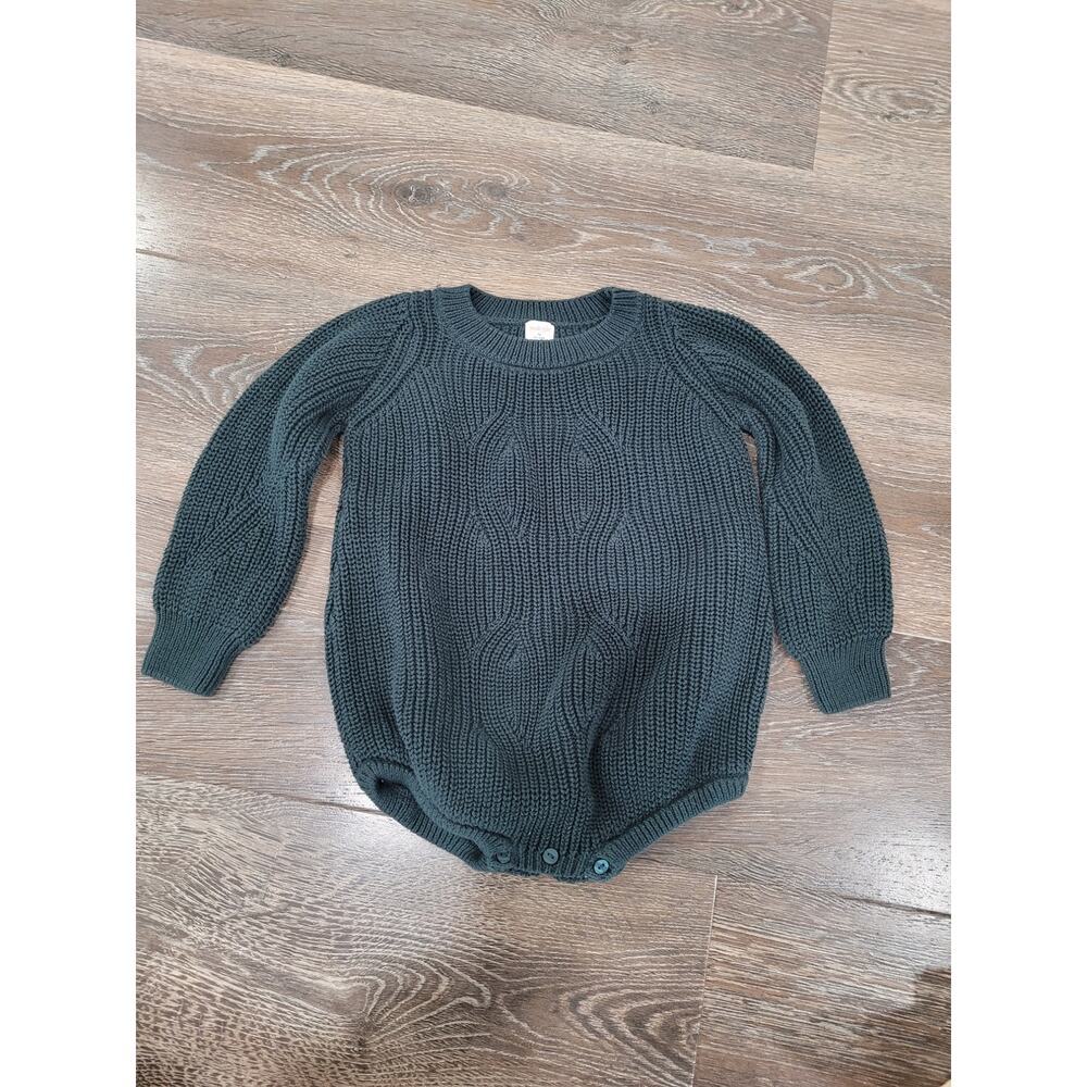 Analogie by Luibelle Baby Girl‎ Green Knit Sweater Long Sleeve One Piece 2 #7